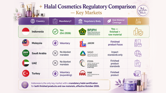 Halal cosmetics regulatory comparison