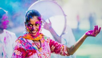 woman in holi festival india